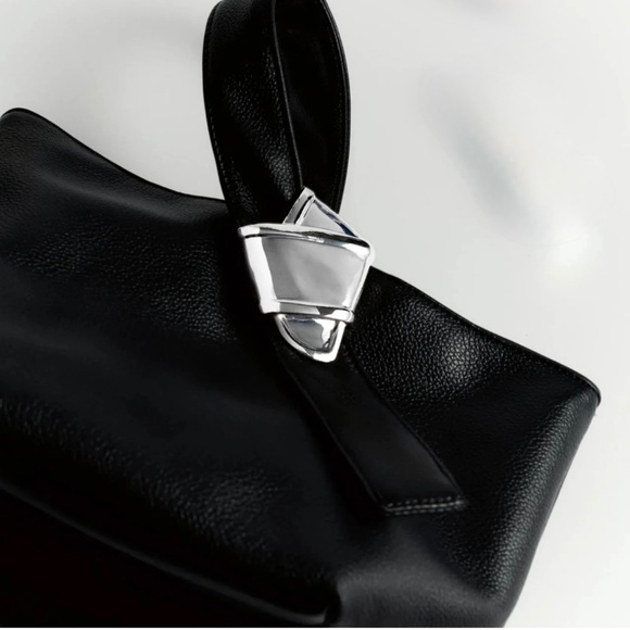 NEW! Merit x Brandon Maxwell Black Leather Bag Pouch Handbag Clutch - Picture 9 of 9